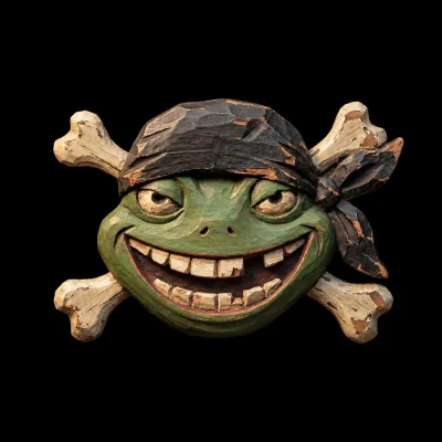 Frog Manga wooden pirate Jolly Roger emblem